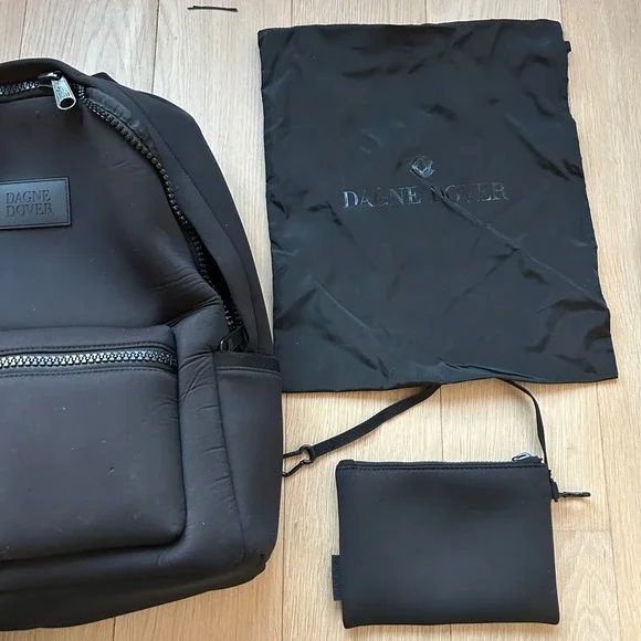 Dagne Dover Large Dakota Neoprene Backpack Onyx Black Large Travel Laptop Bag - Picture 3 of 16